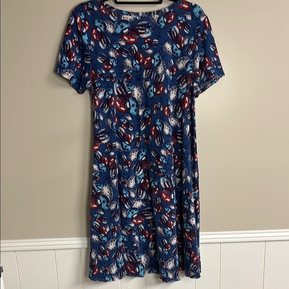 LuLaRoe Blue and Red Patterned Dress America Fourth of July Patriotic - Picture 4 of 5